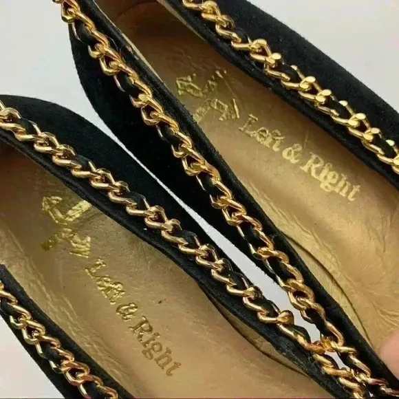 Left &amp; Right flats 6.5 suede ballet 90s metallic