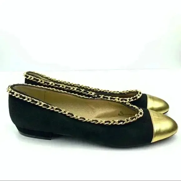 Left &amp; Right flats 6.5 suede ballet 90s metallic