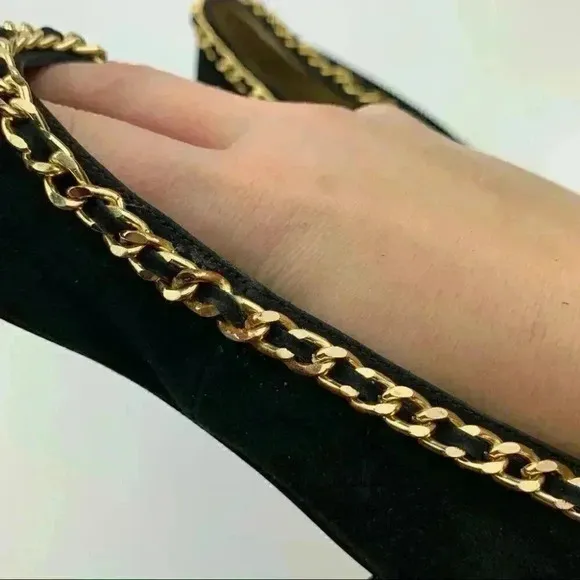 Left &amp; Right flats 6.5 suede ballet 90s metallic