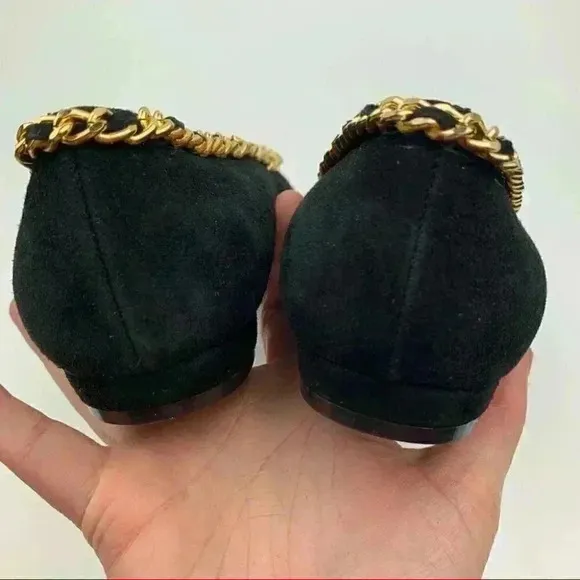 Left &amp; Right flats 6.5 suede ballet 90s metallic