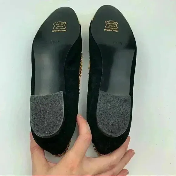 Left &amp; Right flats 6.5 suede ballet 90s metallic
