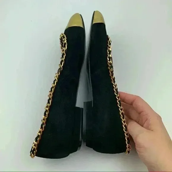 Left &amp; Right flats 6.5 suede ballet 90s metallic