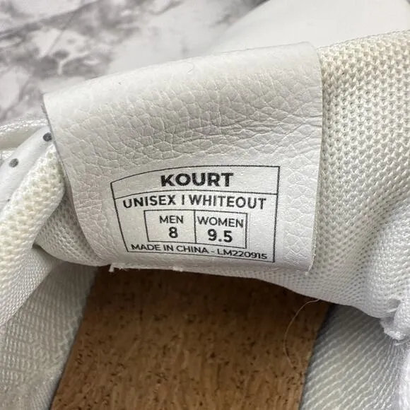 Lems Unisex Kourt Whiteout Leather Casual Shoes Sneakers Mens Size 8 Womens 9.5