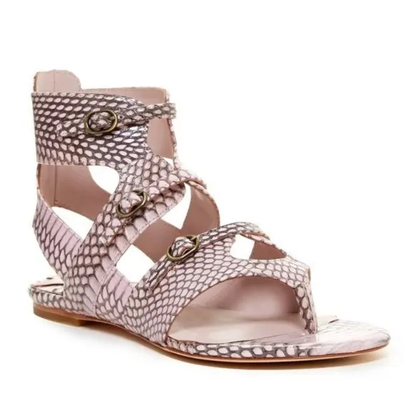 Leon Max NEW Villa Pink Blush Snakeskin  Sandals size 7