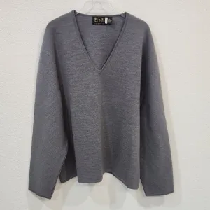 LEROY 80's Vintage Classic 100% Virgin Wool Long Sleeve V-neck Sweater Size XL