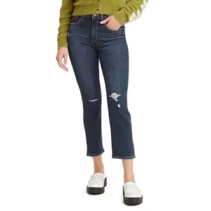Levi's 724 High Rise Straight Crop Dark Wash Light Distressed Jeans 29 / 8