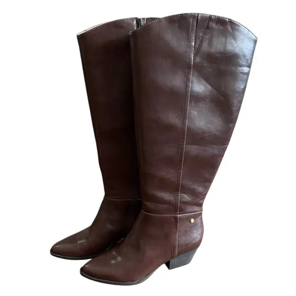 Life Stride Velocity 2.0 Brown Knee High Boots • Pointed Toe Side Zip • Size 10