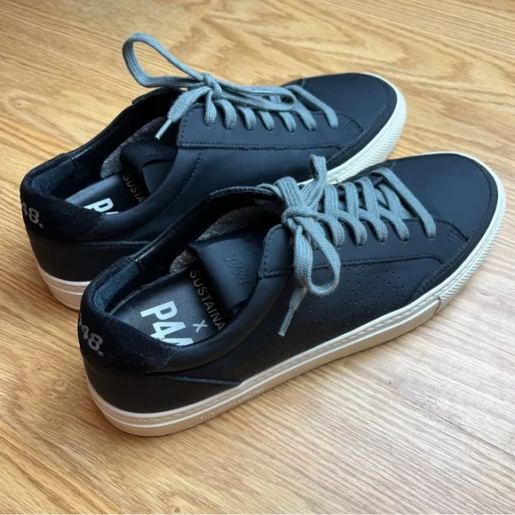 Like new P448 x Project Sustainability Soho Recycled Black Lace Up Sneakers 7.5