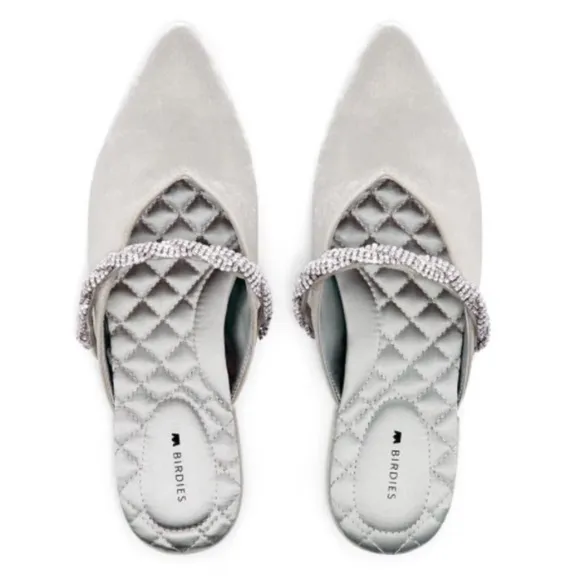 Like New - The Swan Snow Crystal Bracelet Pointed Toe Slide Mule Size 8.5