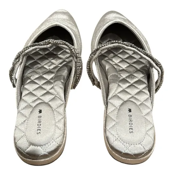 Like New - The Swan Snow Crystal Bracelet Pointed Toe Slide Mule Size 8.5