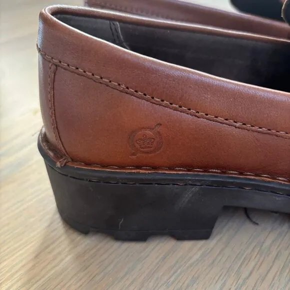 Like New Worn Once Born Brown Carrera Leather Penny Loafers
