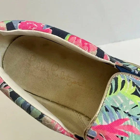 Lilly Pulitzer Julie Sneakers Size 9.5 Tropicola High Tide Navy Printed Canvas