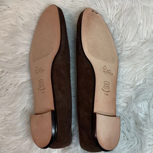 LILLYPulitzer Women's Ballet Flats Leather Suede Shoes Flower detail NWOT 7.5