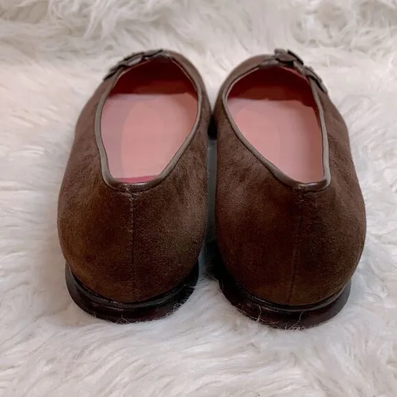 LILLYPulitzer Women's Ballet Flats Leather Suede Shoes Flower detail NWOT 7.5