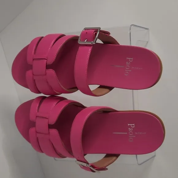 Linea Paolo Women's Rosalie Nappa Leather Slide-in Sandals, Magenta