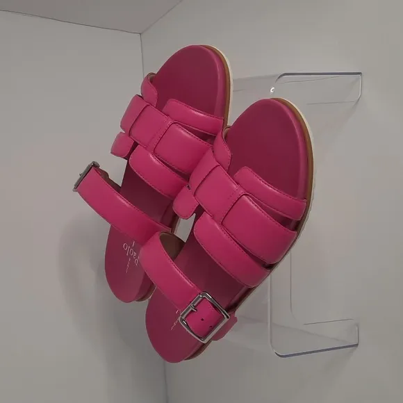 Linea Paolo Women's Rosalie Nappa Leather Slide-in Sandals, Magenta