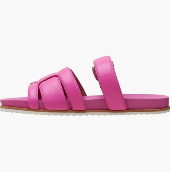 Linea Paolo Women's Rosalie Nappa Leather Slide-in Sandals, Magenta