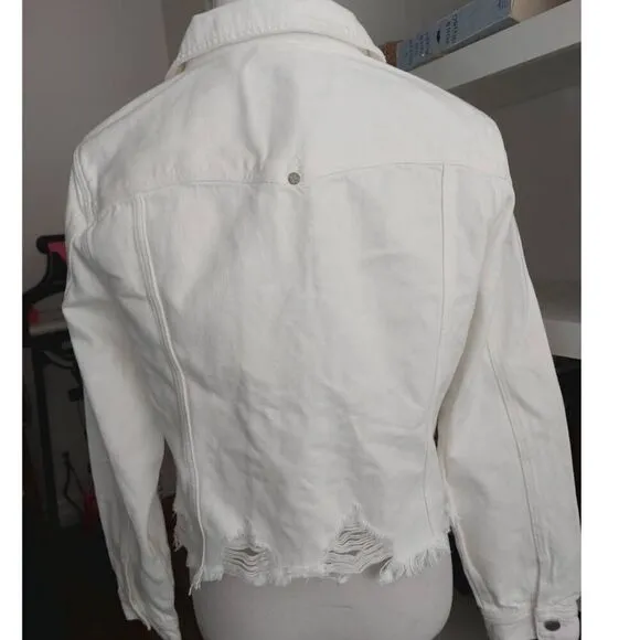 Liverpool CLASSIC ECO DENIM JACKET WITH SHREDDED HEM size Large