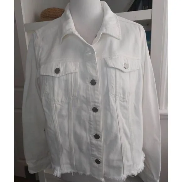Liverpool CLASSIC ECO DENIM JACKET WITH SHREDDED HEM size Large