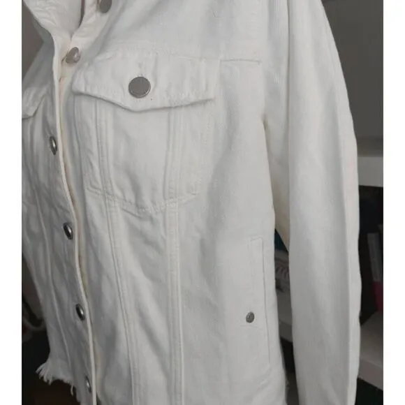 Liverpool CLASSIC ECO DENIM JACKET WITH SHREDDED HEM size Large