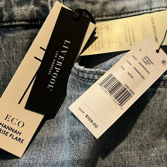 Liverpool Los Angeles ECO Hannah Hi-Rise Flare Denim Jeans Size 10/30 Nwt