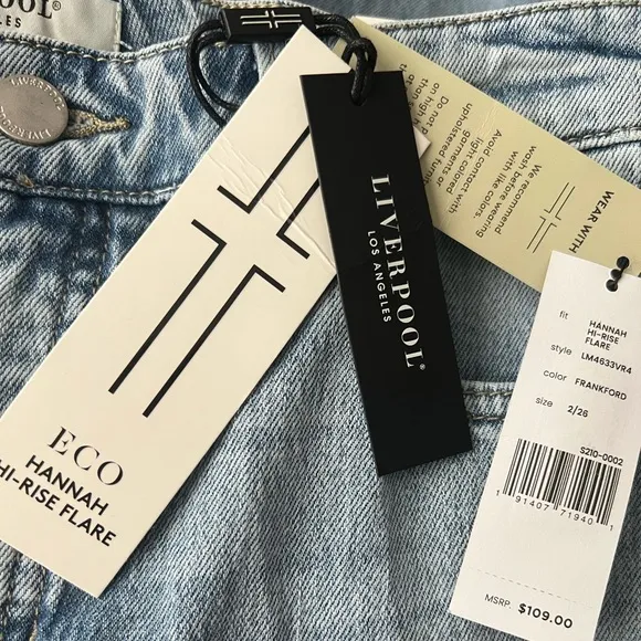 Liverpool Los Angeles ECO Hannah Hi-Rise Flare Denim Jeans Size 2/26 Nwt