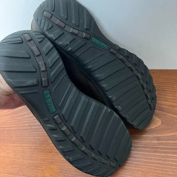 L.L. Bean Men's Pebbled Rugged Dark Brown Leather Comfort Moc Slides NEW 8