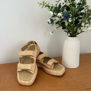 Loefer Randal Blaise Natural Raffa Platform Sandals