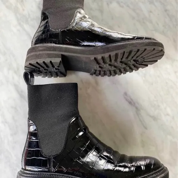 Loeffler Randall Black Patent Leather Ankle Boots