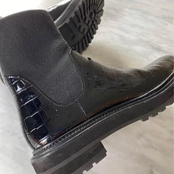Loeffler Randall Black Patent Leather Ankle Boots