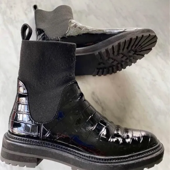 Loeffler Randall Black Patent Leather Ankle Boots