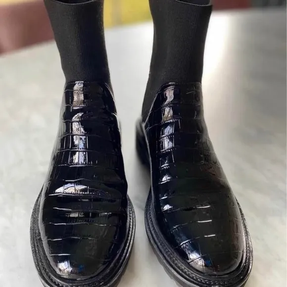 Loeffler Randall Black Patent Leather Ankle Boots