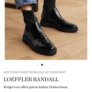 Loeffler Randall Black Patent Leather Ankle Boots