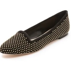 Loeffler Randall Blaise Suede Studded Flats Women's Shoe Size 8.5