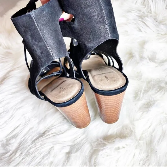 LOEFFLER RANDALL Hana Black Suede Leather Lace Up Gladiator Sandals, Size 7