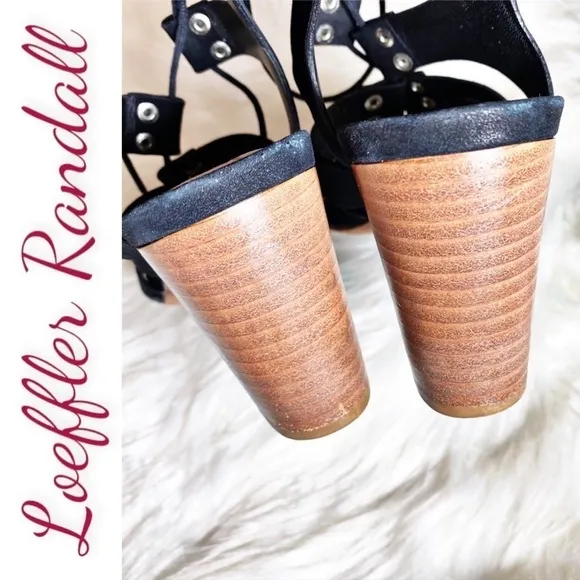 LOEFFLER RANDALL Hana Black Suede Leather Lace Up Gladiator Sandals, Size 7