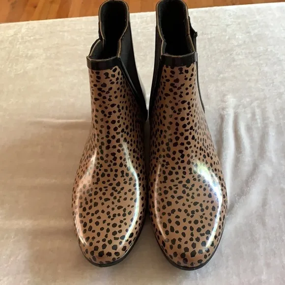 Loeffler Randall Leopard Chelsea Rain Boots 8