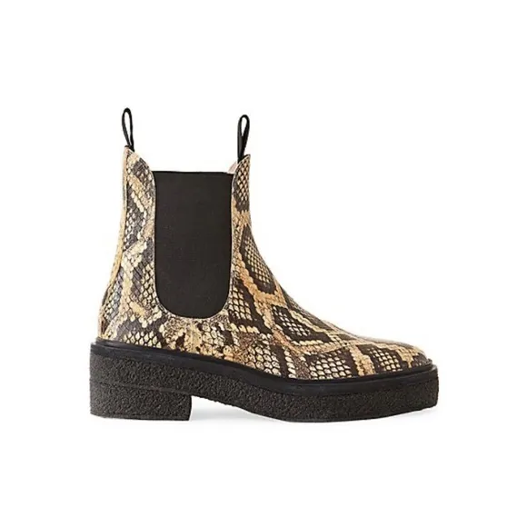 Loeffler Randall Raquel Snakeskin-Embossed Leather Ankle Chelsea Boots