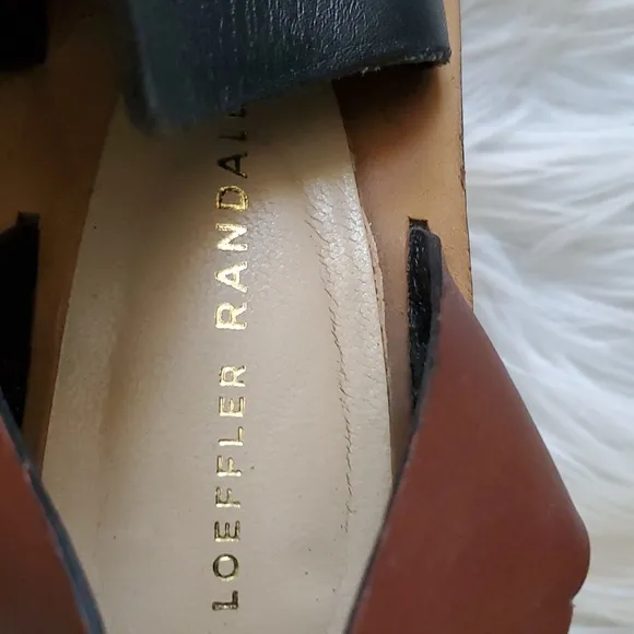 Loeffler Randall womens  black brown leather heel sandals Size 9.5B
