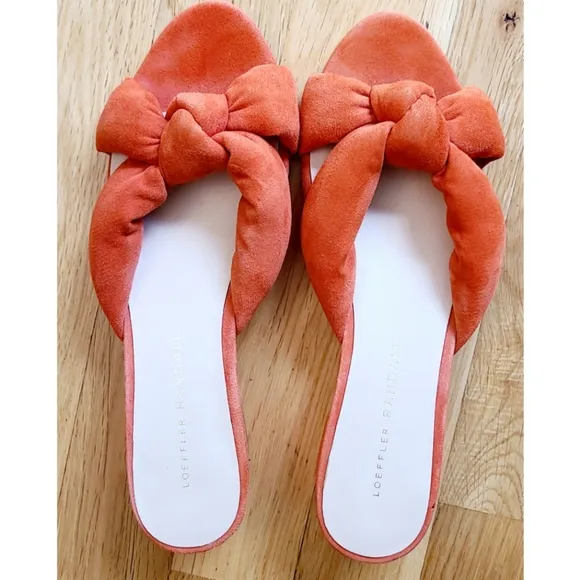 Loeffler RandallElsie Knotted Suede Sandals Size 6 Burnt Orange