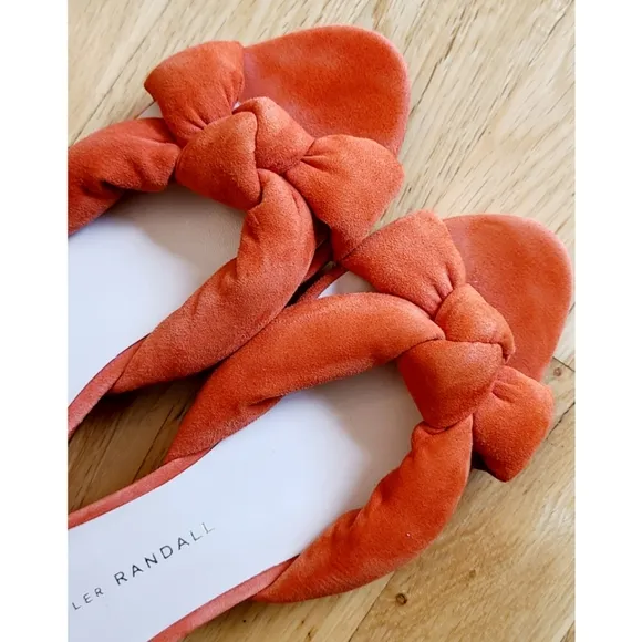 Loeffler RandallElsie Knotted Suede Sandals Size 6 Burnt Orange