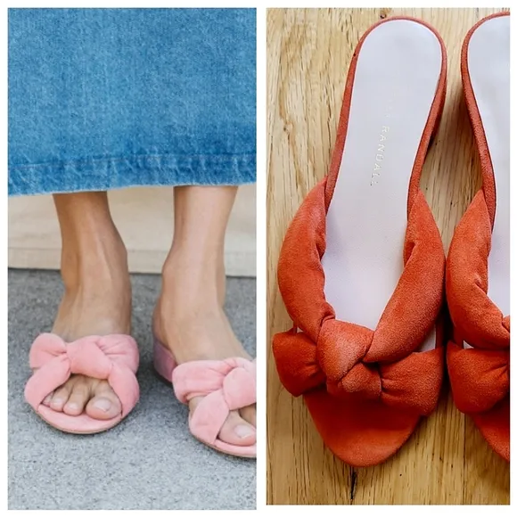 Loeffler RandallElsie Knotted Suede Sandals Size 6 Burnt Orange
