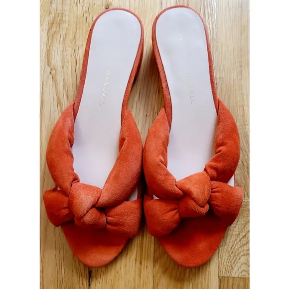 Loeffler RandallElsie Knotted Suede Sandals Size 6 Burnt Orange