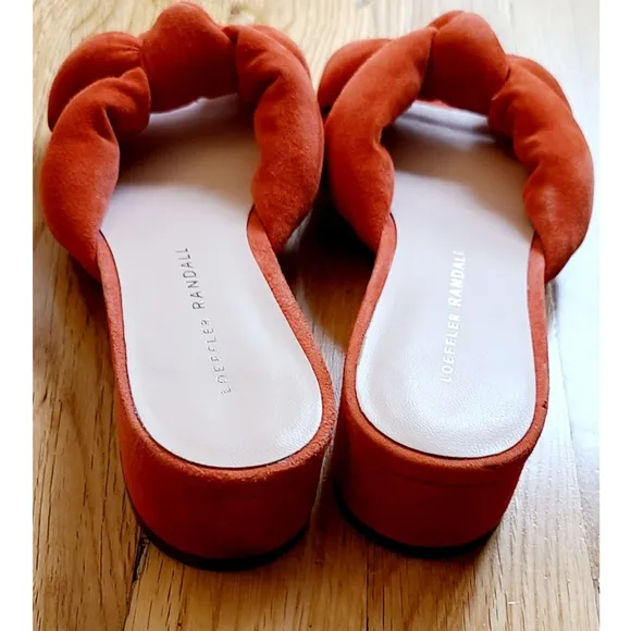Loeffler RandallElsie Knotted Suede Sandals Size 6 Burnt Orange