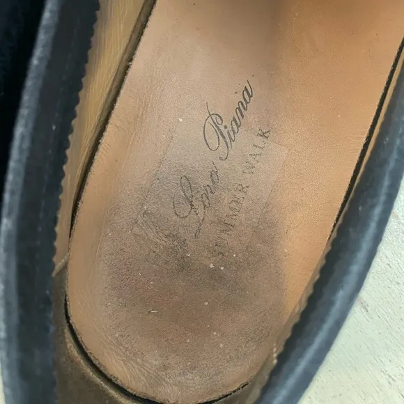 Loro Piana Made in Italy Herringbone Summer Walk Loafer in Navy Size 44 $980