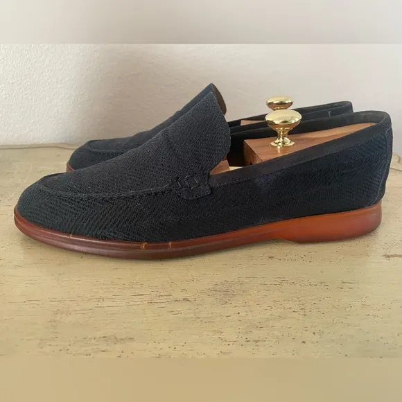Loro Piana Made in Italy Herringbone Summer Walk Loafer in Navy Size 44 $980