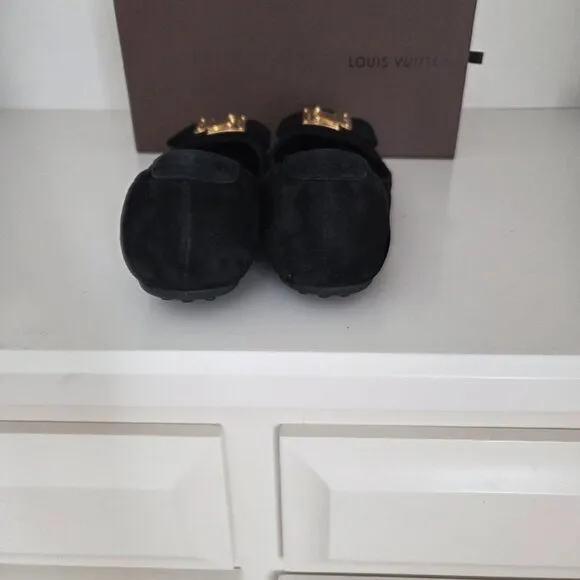 Louis Vuittton Black Suede Ballet Flats