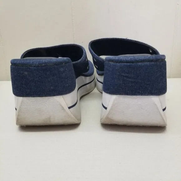 Lower East Side 10 Blue Jean Denim Thong Sandals Chunky Platform 90s Y2K