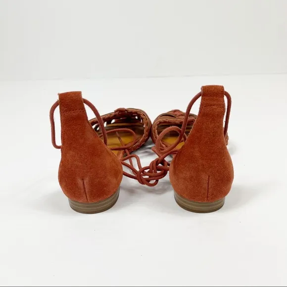 Lucky Brand Brocki Woven Suede Orange‎ Wrap Flats 7