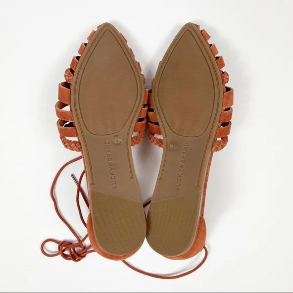 Lucky Brand Brocki Woven Suede Orange‎ Wrap Flats 7